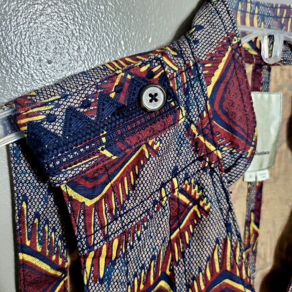 Anthropologie Elevenses Geo Safari Vest Women Size Small Utility Pockets Belt - Picture 5 of 12